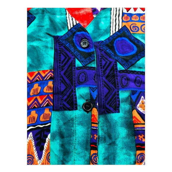 Laura Katherine Womens 100% Rayon Button Front Blouse Aztec Multicolor 18W/38 - Picture 5 of 8